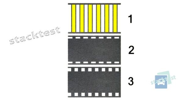 Какой из показанных видов дорожной разметки применяется только для обозначения пешеходного перехода, оборудованного дорожными светофорами?