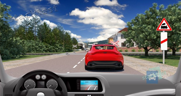 Разрешается ли Вам в показанной обстановке обогнать автомобиль, движущийся перед Вами с небольшой скоростью?