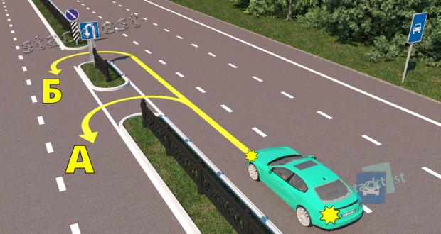 По какой траектории разрешено развернуться водителю синего легкового автомобиля?