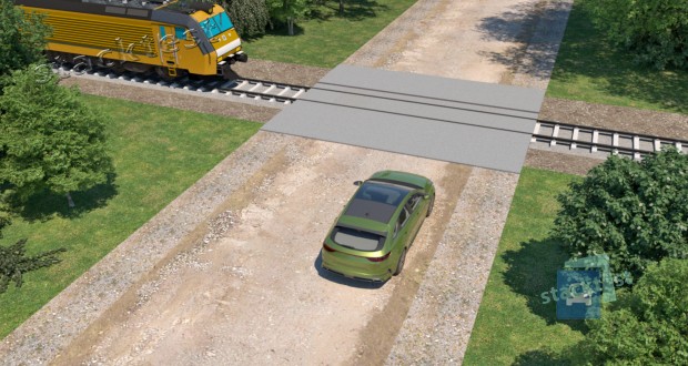 На каком расстоянии до ближайшего рельса должен остановиться водитель автомобиля в показанной ситуации?