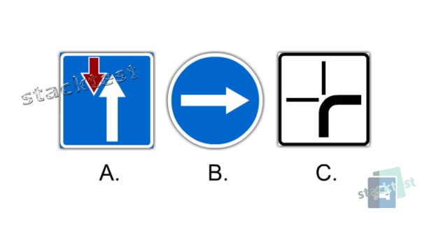Milline märk näitab ristmikul kohustuslikku liiklussuunda?
