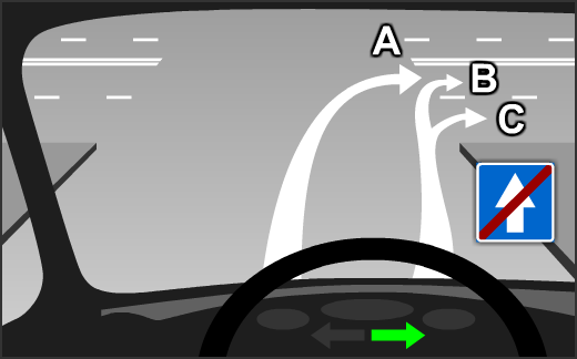 В направлении стрелки с какой буквой будет правильно выполнить поворот направо?