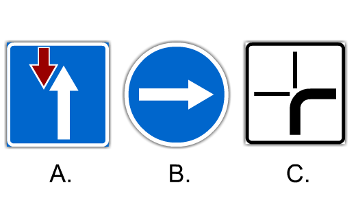Какой знак показывает обязательное направление движения на перекрестке?
