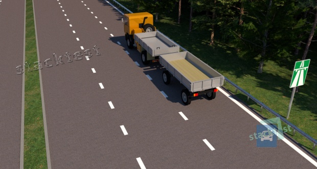 Яка максимальна швидкість встановлена на автомагістралі для руху вантажних автомобілів з дозволеною максимальною масою понад 3,5 т з причепами?