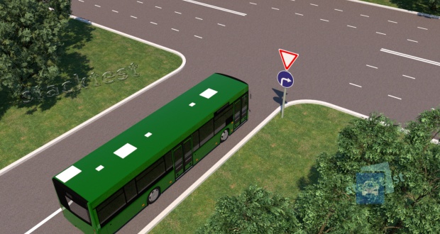 Разрешено ли водителю автобуса, движущегося по установленному маршруту, повернуть налево в представленной ситуации?
