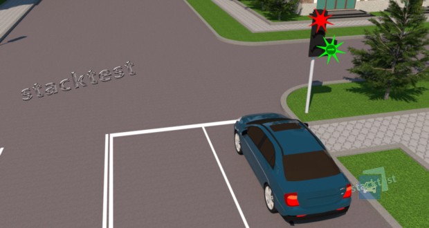 Что должен сделать водитель черного автомобиля, намеревающийся ехать прямо, если в зеркале заднего вида он увидел транспортное средство с включенным правым поворотом?