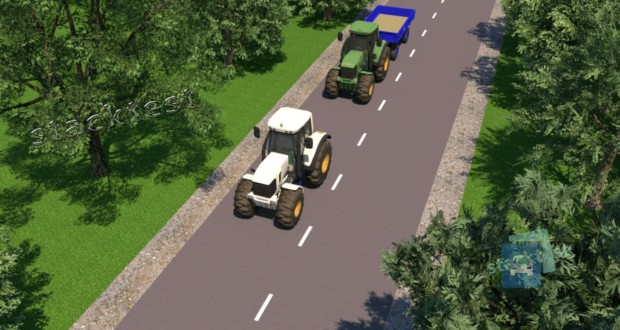 Какая дистанция должна быть между тракторами, движущимися за пределами населенных пунктов, если их скорость не превышает 40 км/ч?