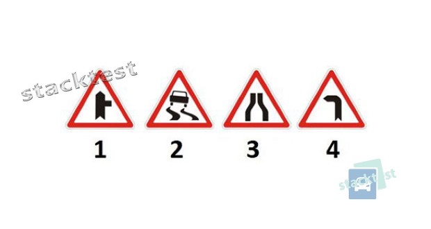 Какой из представленных дорожных знаков предупреждает о закруглении с ограниченной обзорностью?