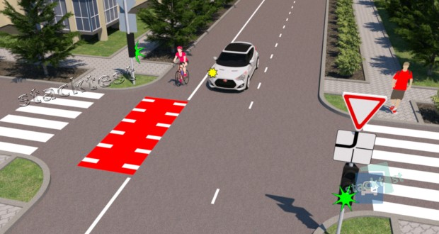 Чи повинен водій автомобіля дати дорогу велосипедисту в даній ситуації?