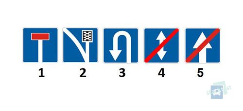 Какой из представленных дорожных знаков обозначает конец дороги с односторонним движением?