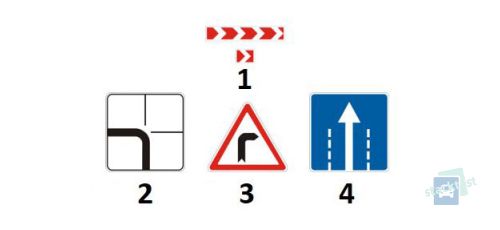 Какой из перечисленных дорожных знаков указывает водителю о приближении к опасному повороту дороги?