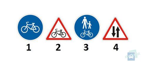 Какой из представленных знаков устанавливается перед местом пересечения дороги с велосипедной дорожкой вне перекрестка?