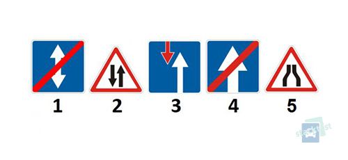 Какой из приведенных дорожных знаков предупреждает о начале участка дороги со встречным движением после одностороннего?
